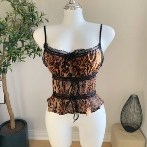 Ally Leopard Lace Chiffon Cami Top S NWT
